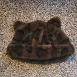 Brown Leopard Print Hat